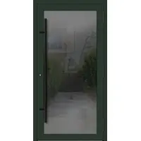 Haustuerenland.de PREMIUM Aluminium-Glas Haustür "FELINA" 90 mm BLACKLINE flächenbündig Tannengrün matt RAL 6009 beidseitig außen öffnend DIN rechts