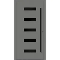 Haustuerenland.de Aluminium Haustür RC2 "AGADA" 90 mm BLACKLINE Graualuminium RAL 9007 beidseitig innen öffnend DIN rechts