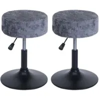 Proregal 2er-Set Hocker Höhenverstellbar Und Drehbar Sitzhöhe 45-57cm Durchmesser 37cm Stoff Chenille Dunkelgrau Sitzhocker