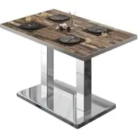GGM Möbel BM | Bistrotisch | B:T:H 130 x 80 x 75 cm | Vintage Old / Edelstahl | Rechteckig | Edelstahl Rand