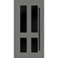 Haustuerenland.de Aluminium Haustür RC2 "MELANIE" 90 mm BLACKLINE Graualuminium RAL 9007 beidseitig innen öffnend DIN rechts