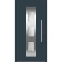 Haustuerenland.de Aluminium Haustür RC2 "MAluminium" 78 mm flügelüberdeckend Anthrazit RAL 7016 beidseitig innen öffnend DIN rechts