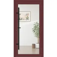 Haustuerenland.de PREMIUM Aluminium-Glas Haustür "HELENA" 90 mm BLACKLINE flächenbündig Rotbraun RAL 8012 beidseitig außen öffnend DIN rechts