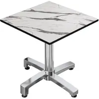 GGM Möbel CPBC | HPL Bistro Tisch | B:T:H 70 x 70 x 78 cm | Weiß Marmor / Aluminium | Zusatzgewicht | Quadratisch