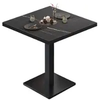 GGM Möbel BM | Bistrotisch | B:T:H 60 x 60 x 75 cm | Schwarz Marmor / Schwarz | Quadratisch | Schwarzer Rand