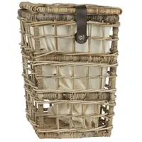Ib Laursen Wäschekorb Rattan mit Baumwollbeutel Klein