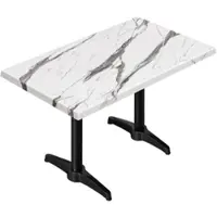 GGM Möbel WBC | Bistro Außen Tisch | B: T: H: 120 x 70 x 80,5 cm | Weiß Marmor / Schwarz | Rechteckig | Zusatzgewicht