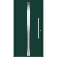 Haustuerenland.de Aluminium Haustür "COSIMA" 60 mm RC2 flügelüberdeckend Moosgrün RAL 6005 beidseitig innen öffnend DIN rechts