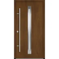 Haustuerenland.de Aluminium Haustür "LOLA" 68 mm Golden Oak holzähnlich beidseitig innen öffnend DIN links