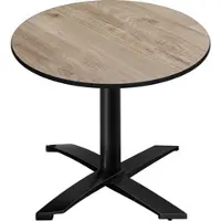 GGM Möbel CPTG | Bistro Tisch | Ø:H 60 x 76 cm | Rustikal Eiche / Aluminium Schwarz | Klappbar/ Zusatzgewicht