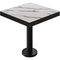 GGM Möbel BML | Bistro Tisch | 60 x 60 x 77 cm | Quadratisch | Schwarzer Rand | Weiß Marmor / Schwarz