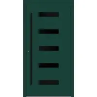 Haustuerenland.de Aluminium Haustür RC2 "AGADA" 90 mm BLACKLINE Moosgrün RAL 6005 beidseitig innen öffnend DIN links