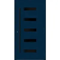 Haustuerenland.de Aluminium Haustür RC2 "AGADA" 90 mm BLACKLINE Stahlblau RAL 5011 außen öffnend DIN rechts