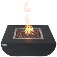 Elementi Feuertisch Aurora Feuerstelle aus Beton - Komplett-Set, wetterbeständig, Schwarz 87x87x36cm