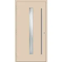 Haustuerenland.de Aluminium Haustür "AURORA" 90 mm RC2 Hellelfenbein RAL 1015 beidseitig außen öffnend DIN links