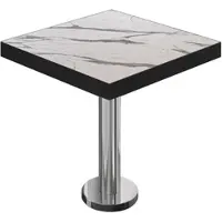 GGM Möbel BML | Bistro Tisch | 70 x 70 x 77 cm | Quadratisch | Schwarzer Rand | Weiß Marmor / Edelstahl