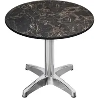 GGM Möbel CPBL | HPL Bistrotisch | Ø:H 70 x 80 cm | Cappuccino-Marmor / Aluminium | Zusatzgewicht | Rund