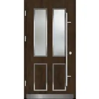 Haustuerenland.de Aluminium Haustür "CORGINA" 92 mm RC2 Nussbaum holzähnlich beidseitig außen öffnend DIN links