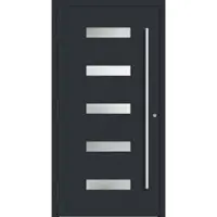 Haustuerenland.de Aluminium Haustür nach Maß "AGADA" 90 mm RC2 Anthrazit RAL 7016 beidseitig außen öffnend DIN links