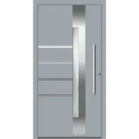 Haustuerenland.de Aluminium Haustür nach Maß "ALEXANDRA" 60 mm RC2 Fenstergrau RAL 7040 beidseitig innen öffnend DIN rechts