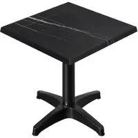 GGM Möbel WBC | Bistro Außen Tisch | B:T:H 70 x 70 x 80,5 cm | Schwarz Marmor / Schwarz | Quadratisch