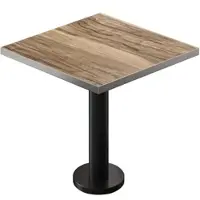 GGM Möbel BML | Bistro Tisch | 80 x 80 x 74,5 cm | Quadratisch | Edelstahl Rand | Sheesham / Schwarz