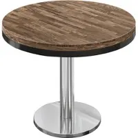 GGM Möbel MN | Bistro Massiv Tisch | Rund | Ø 60 x 77 cm | Walnuß / Edelstahl