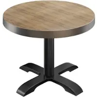 GGM Möbel BSD | Bistro Tisch | Ø 60 x 77 cm | Rund | Edelstahl Rand | | Eiche / Schwarz