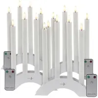 Lunartec 16 Akku-LED-Stabkerzen mit Dochten, Bogen-Ladestation, Timer, w