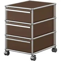 USM United Soft USM Haller Rollcontainer, mit drei Schubladen Braun