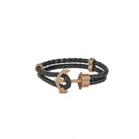 HAFENKLUNKER - Anker Armband - schwarz rosegold matt