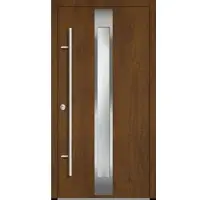 Haustuerenland.de Flügelüberdeckende Aluminium Haustür "FABIA" 82 mm RC2 Golden Oak holzähnlich beidseitig innen öffnend DIN links