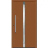 Haustuerenland.de Aluminium Haustür RC2 "COSIMA" 78 mm Lehmbraun RAL 8003 beidseitig innen öffnend DIN links