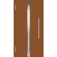 Haustuerenland.de Aluminium Haustür RC2 "COSIMA" 78 mm Lehmbraun RAL 8003 beidseitig außen öffnend DIN links