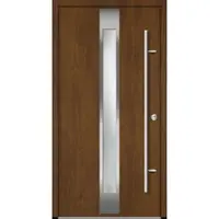 Haustuerenland.de Aluminium Haustür "FABIA" 68 mm Golden Oak holzähnlich beidseitig innen öffnend DIN rechts
