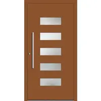 Haustuerenland.de Aluminium Haustür RC2 "FRANCA" 78 mm Lehmbraun RAL 8003 beidseitig innen öffnend DIN links