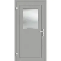 Haustuerenland.de Aluminium Nebeneingangstür "HEDWIG" 69 mm Weißaluminium RAL 9006 beidseitig außen öffnend DIN links