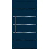 Haustuerenland.de SCHÜCO ADS 75.SI Haustür Aluminium "LINOLA" Stahlblau RAL 5011 beidseitig innen öffnend DIN links
