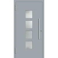 Haustuerenland.de Aluminium RC2 Haustür "DORA" flügelüberdeckend 78 mm Fenstergrau RAL 7040 beidseitig außen öffnend DIN links