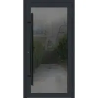 Haustuerenland.de PREMIUM Aluminium-Glas Haustür "FELINA" 90 mm BLACKLINE flächenbündig Anthrazit RAL 7016 außen öffnend DIN rechts