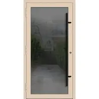 Haustuerenland.de PREMIUM Aluminium-Glas Haustür "FELINA" 90 mm BLACKLINE flächenbündig Hellelfenbein RAL 1015 beidseitig außen öffnend DIN links