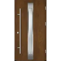 Haustuerenland.de Flügelüberdeckende Aluminium Haustür "FABIA" 82 mm RC2 Golden Oak holzähnlich beidseitig außen öffnend DIN rechts