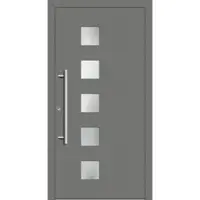 Haustuerenland.de Haustür mit Fingerprint "STELLA" 79 mm RC2 Graualuminium RAL 9007 beidseitig innen öffnend DIN links