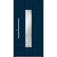 Haustuerenland.de SCHÜCO ADS 75.SI Haustür Aluminium "ALVA" Stahlblau RAL 5011 beidseitig innen öffnend DIN links