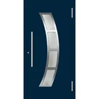 Haustuerenland.de Aluminium Haustür RC2 "MEIKE" 78 mm Edelstahl Stahlblau RAL 5011 beidseitig außen öffnend DIN rechts