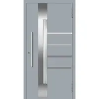 Haustuerenland.de Aluminium Haustür RC2 "ALEXANDRA" 78 mm Fenstergrau RAL 7040 beidseitig außen öffnend DIN rechts