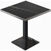 GGM Möbel BPY | Bistro Tisch | 60 x 60 x 78,5 cm | Quadratisch | Edelstahl Rand | Schwarz Marmor / Schwarz