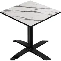 GGM Möbel CPTG | Bistro Tisch | B:T:H 60 x 60 x 76 cm | Weiß Marmor / Aluminium Schwarz | Zusatzgewicht