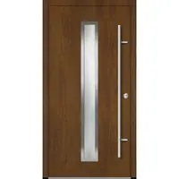 Haustuerenland.de Aluminium Haustür "AURORA" 82 mm RC2 Golden Oak holzähnlich beidseitig innen öffnend DIN rechts