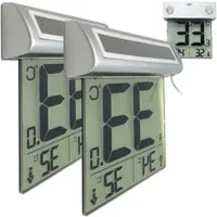 INFACTORY 2er-Set Solar-Fensterthermometer, großes Display, Außentemperatur